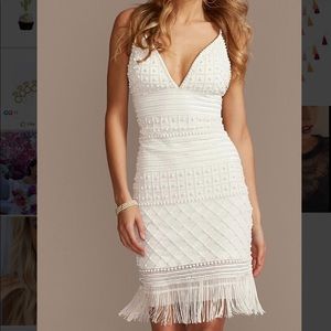 Davids bridal beaded tassel mini dress!! Just discontinued online and in stores!